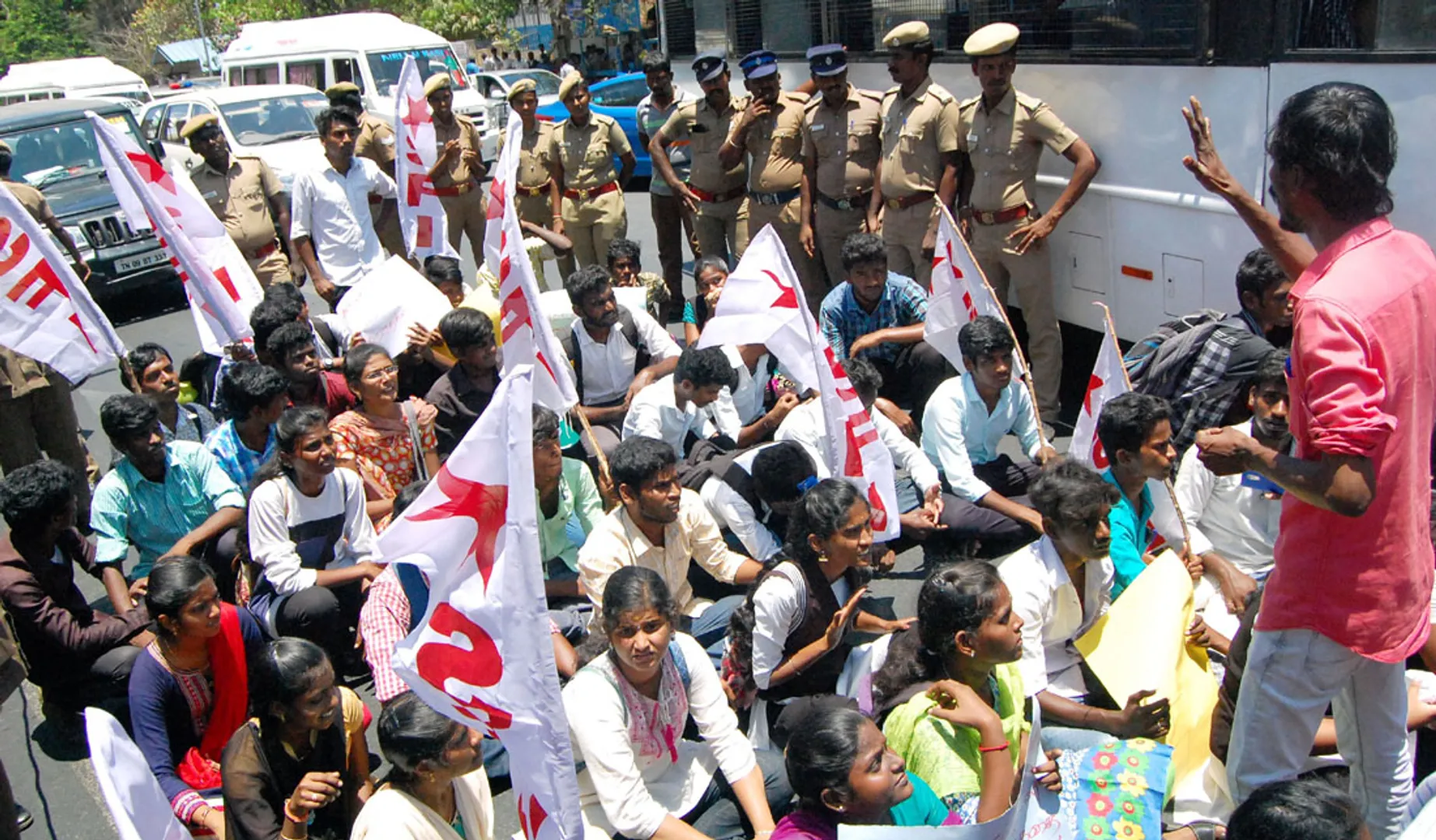 protest in chennai  